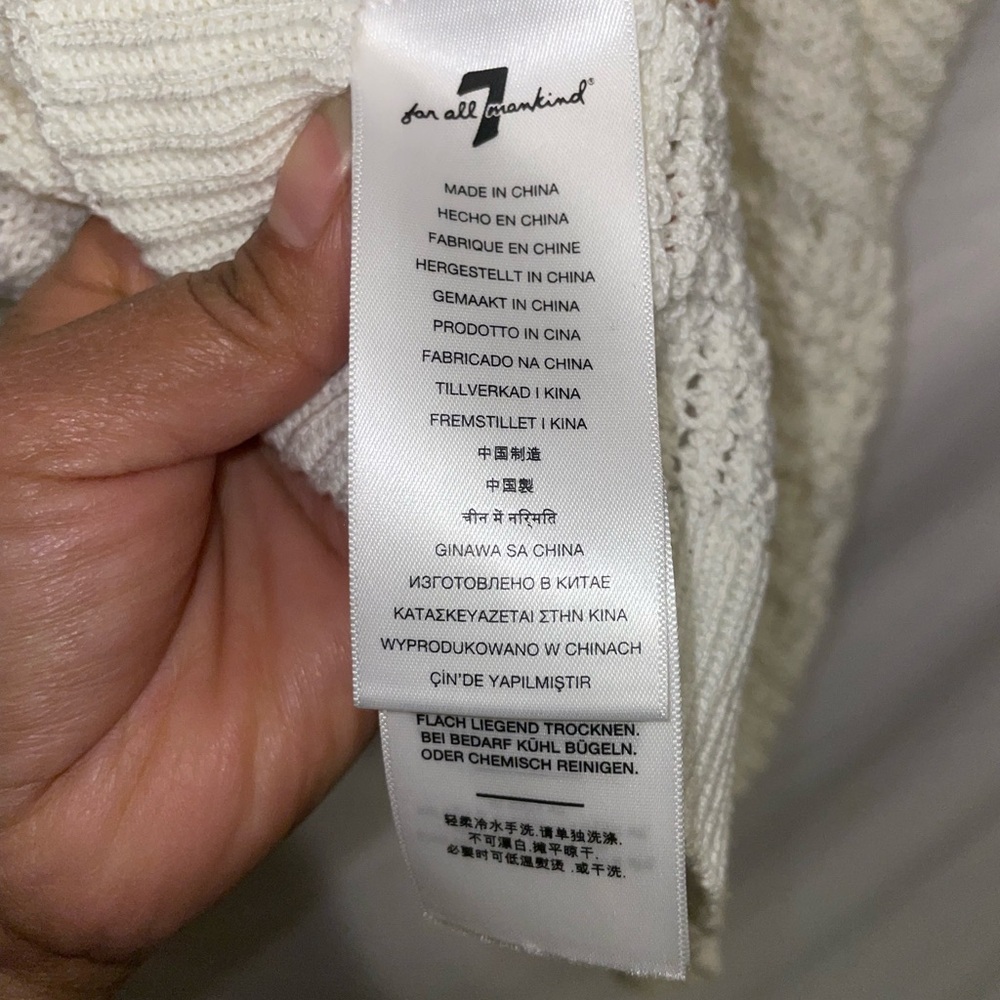 7 For All Mankind Ivory Ruffle Knit Tank Top - Picture 7 of 8